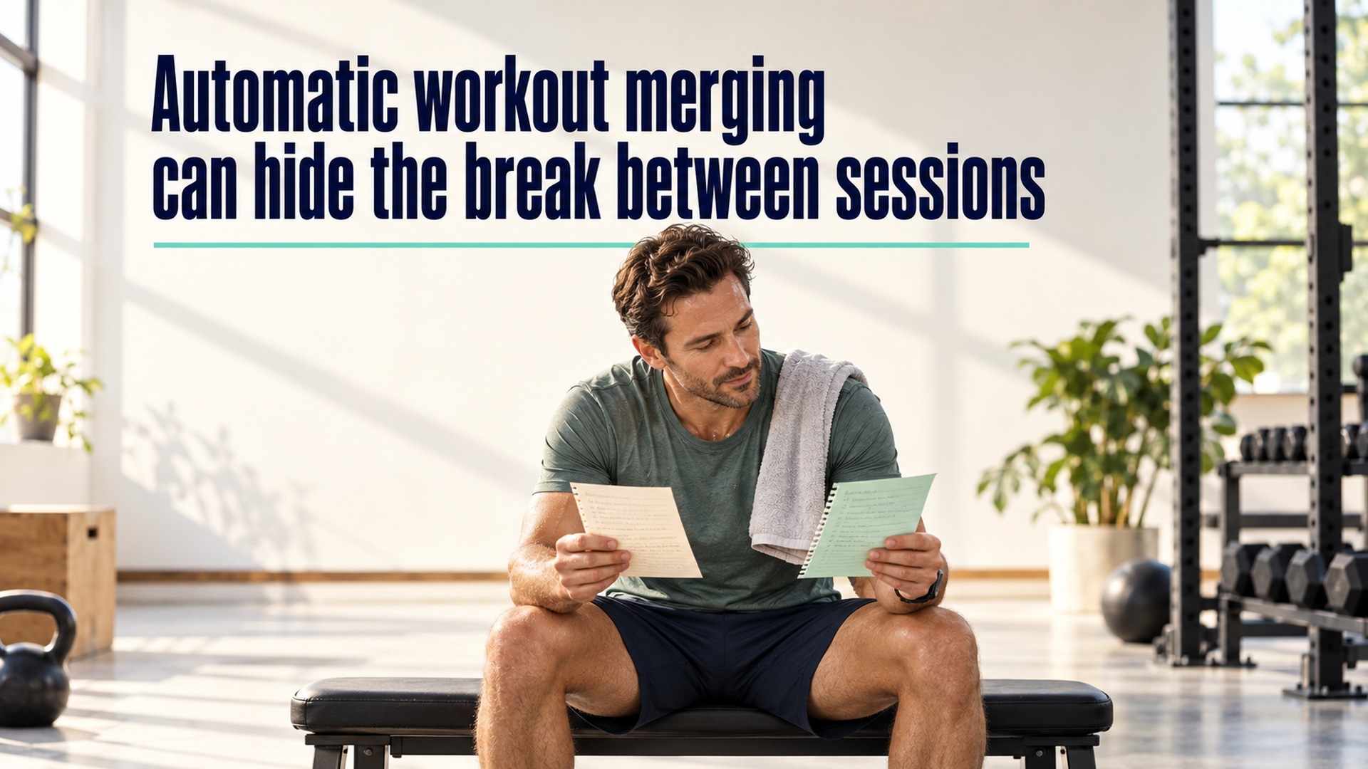 Automatic workout merging can hide the break between sessions