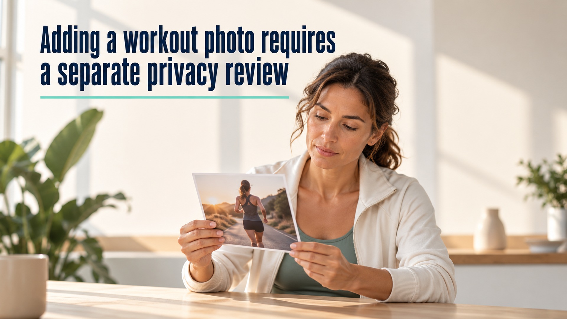 Adding a workout photo requires a separate privacy review
