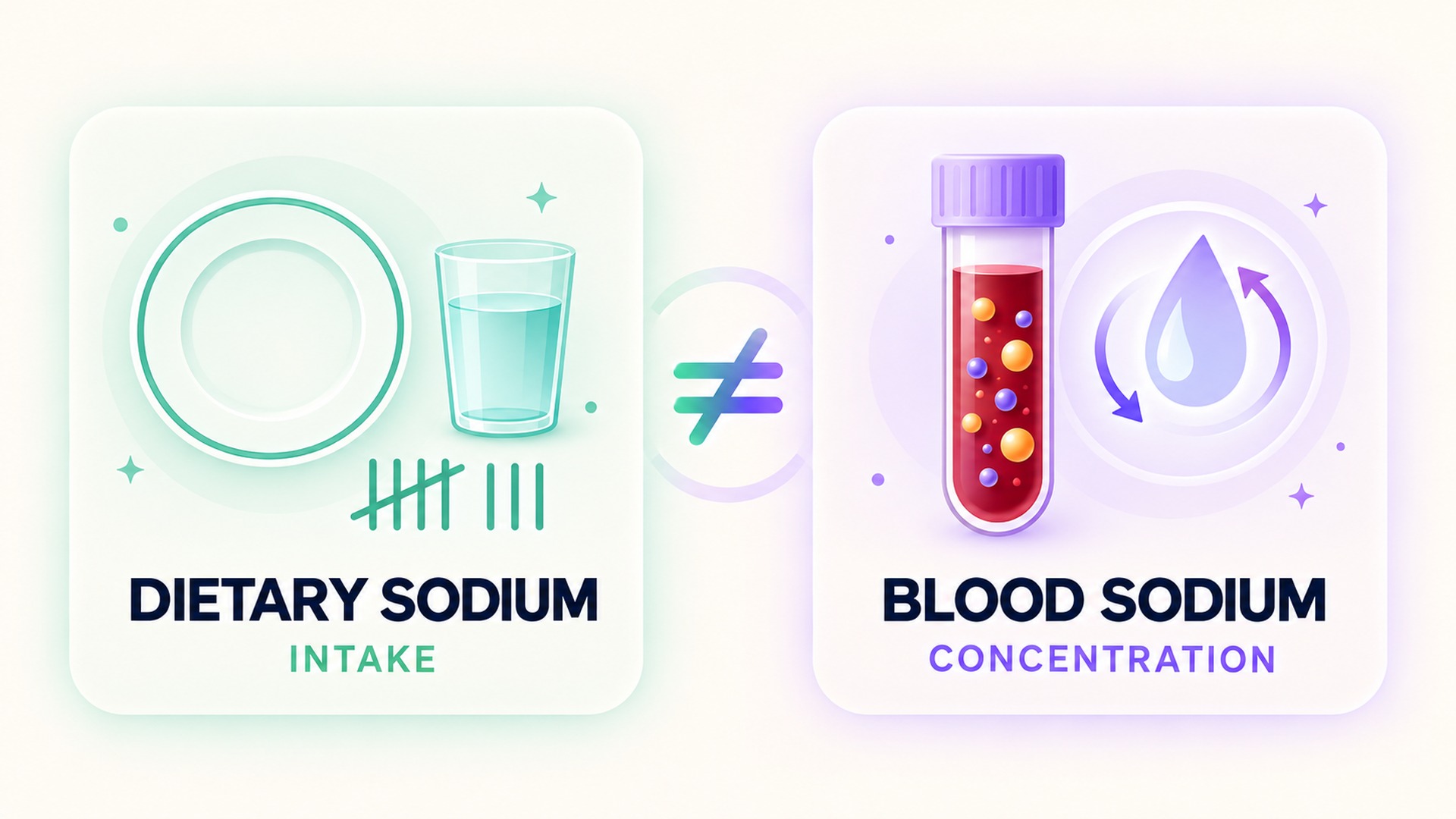 Dietary sodium is an intake amount; blood sodium is a concentration.